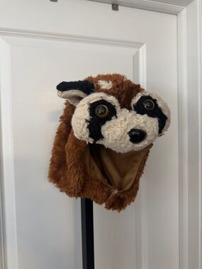 Brown Plush Raccoon Kids Hat - Cozy Animal Beanie